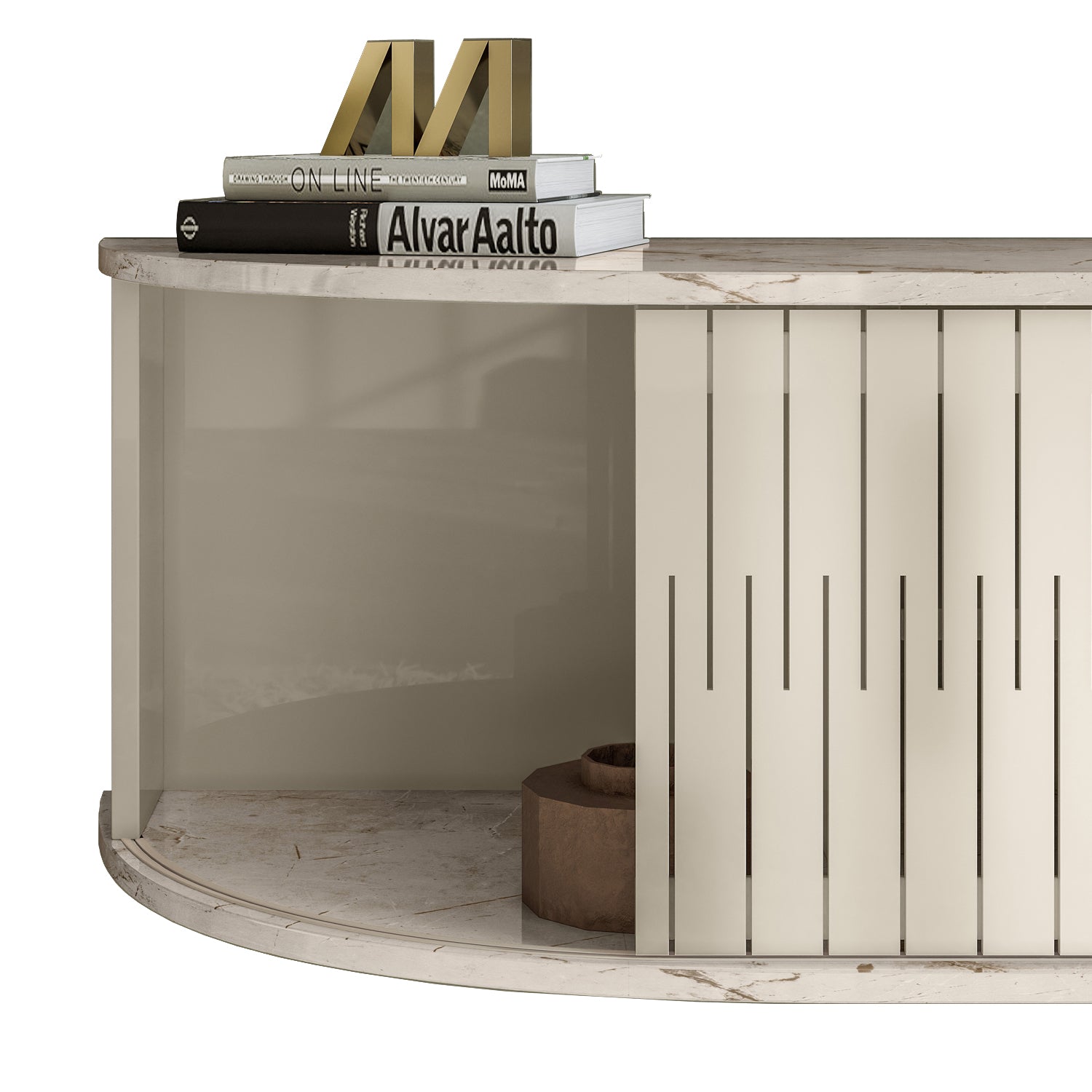 Mueble Tv Flotante Porto 136 Off White, Marmol