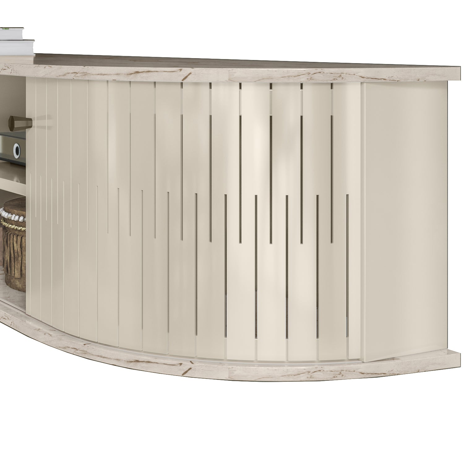 Mueble Tv Flotante Porto 136 Off White, Marmol