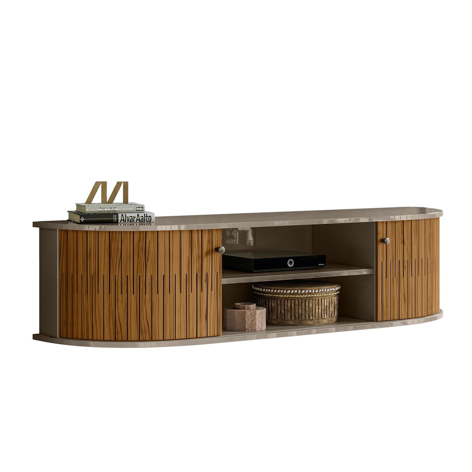 Mueble Tv Flotante Porto 136 Gris, Almendra