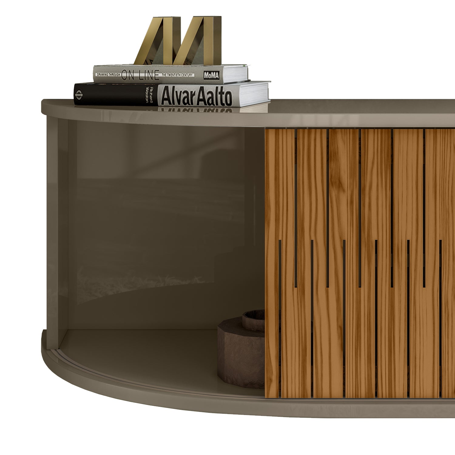 Mueble Tv Flotante Porto 136 Gris, Almendra