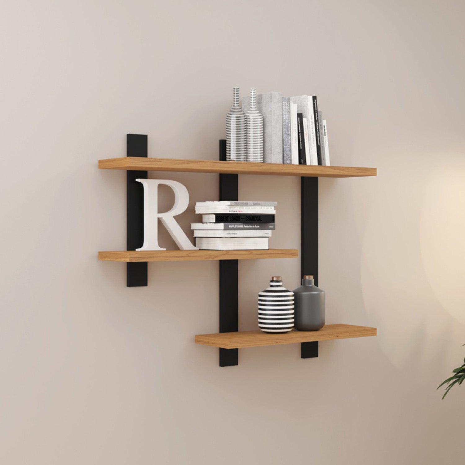 Repisa Pared Cox 89X70 Natural, Negro