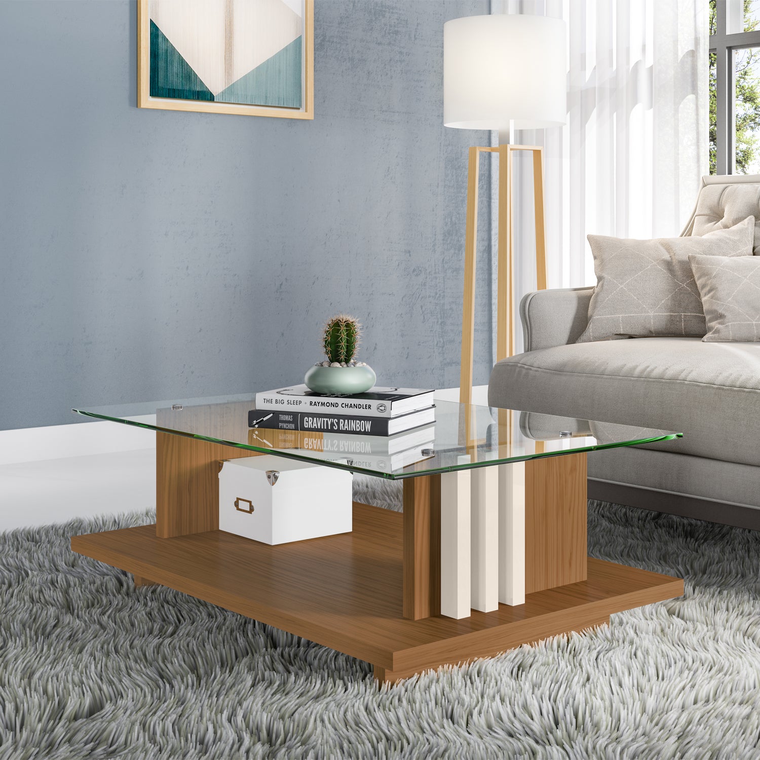 Mesa Centro Luka 90X60 Natural, Off White