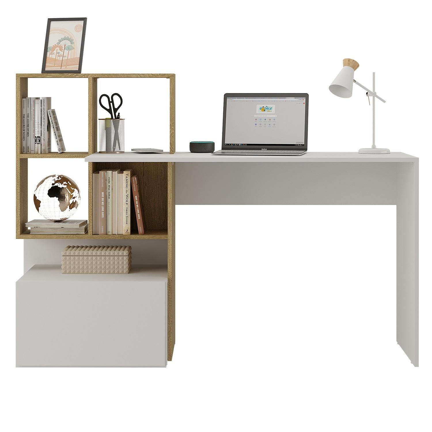 Escritorio Asher  Natural, Blanco