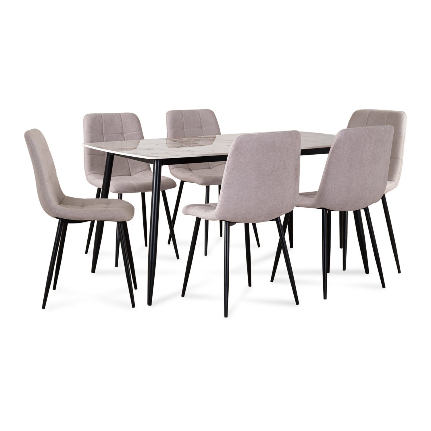 Comedor 6 Puestos Oddy Beige, Negro