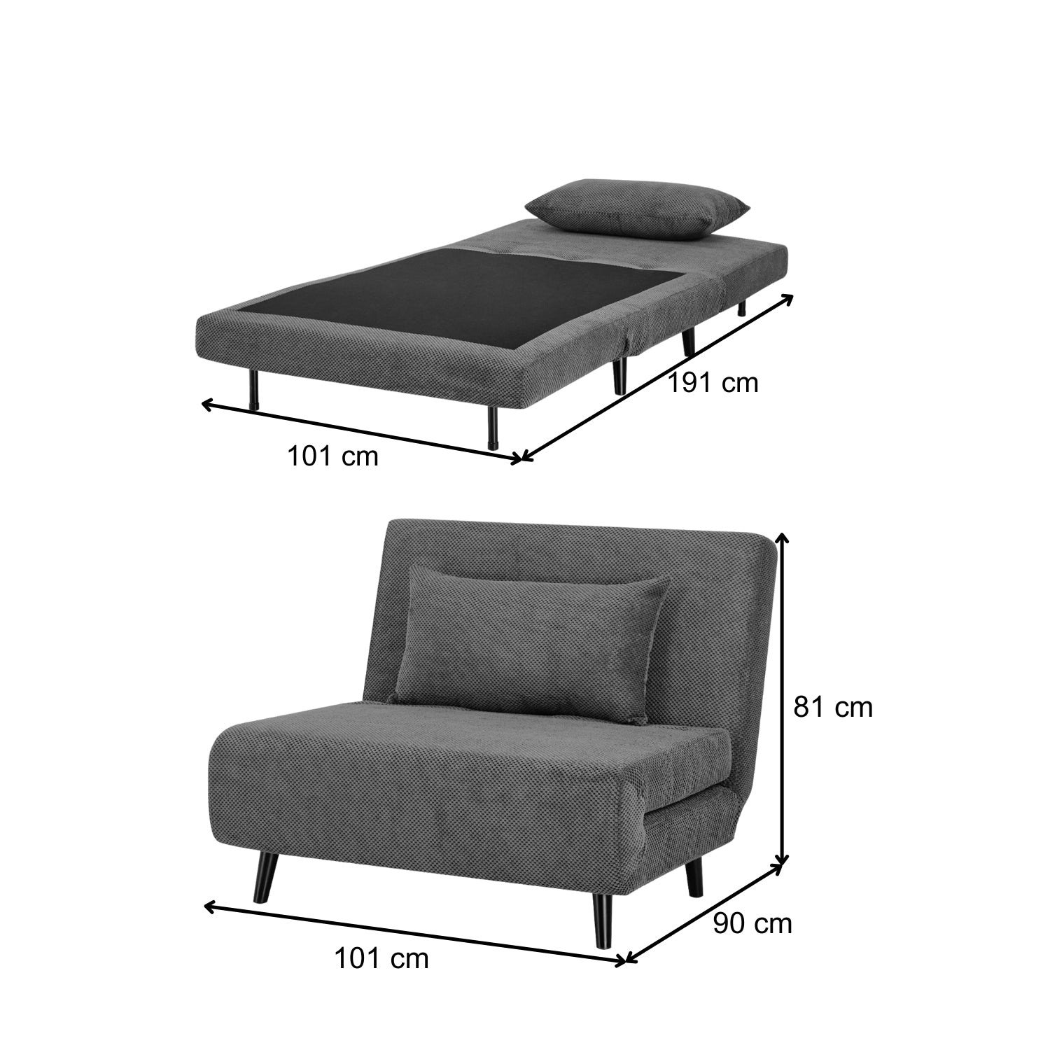 Sofá Cama Twin Logan Microfibra Gris Oscuro
