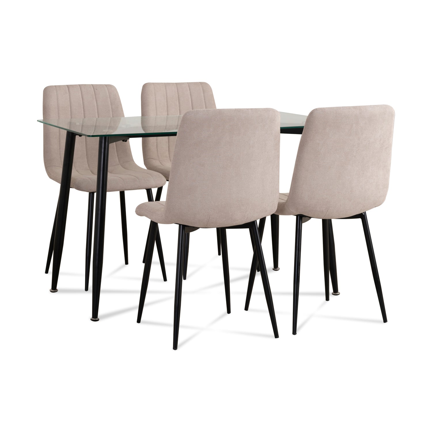 Comedor 4 Puestos Hodson Microfibra Beige, Negro