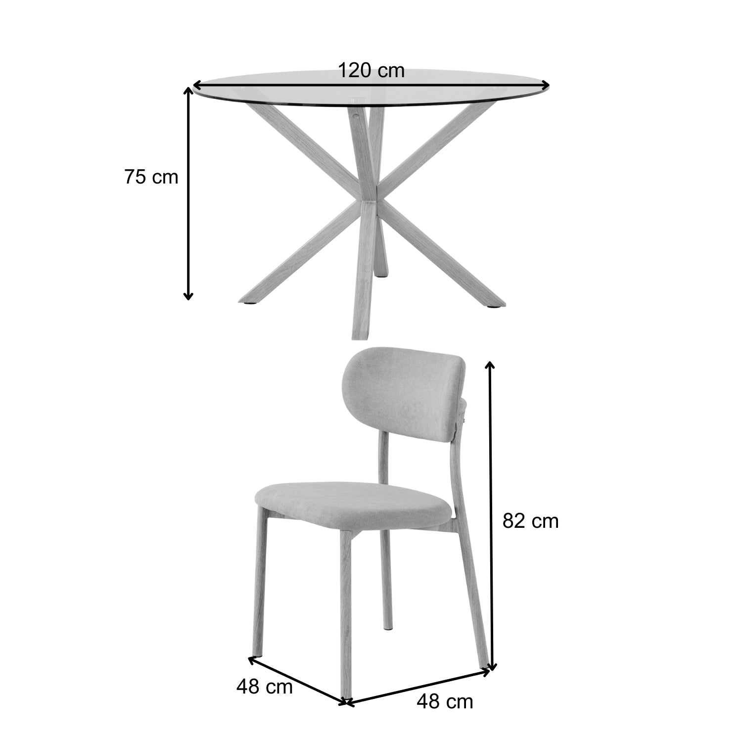 Comedor 4 Puestos Dousty Taupe, Natural