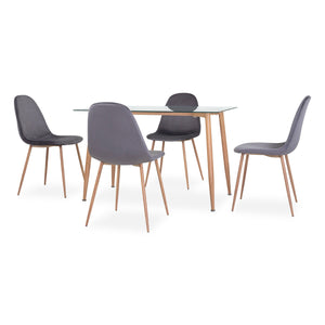 Comedor 4 Puestos Harrison Microfibra Gris, Natural