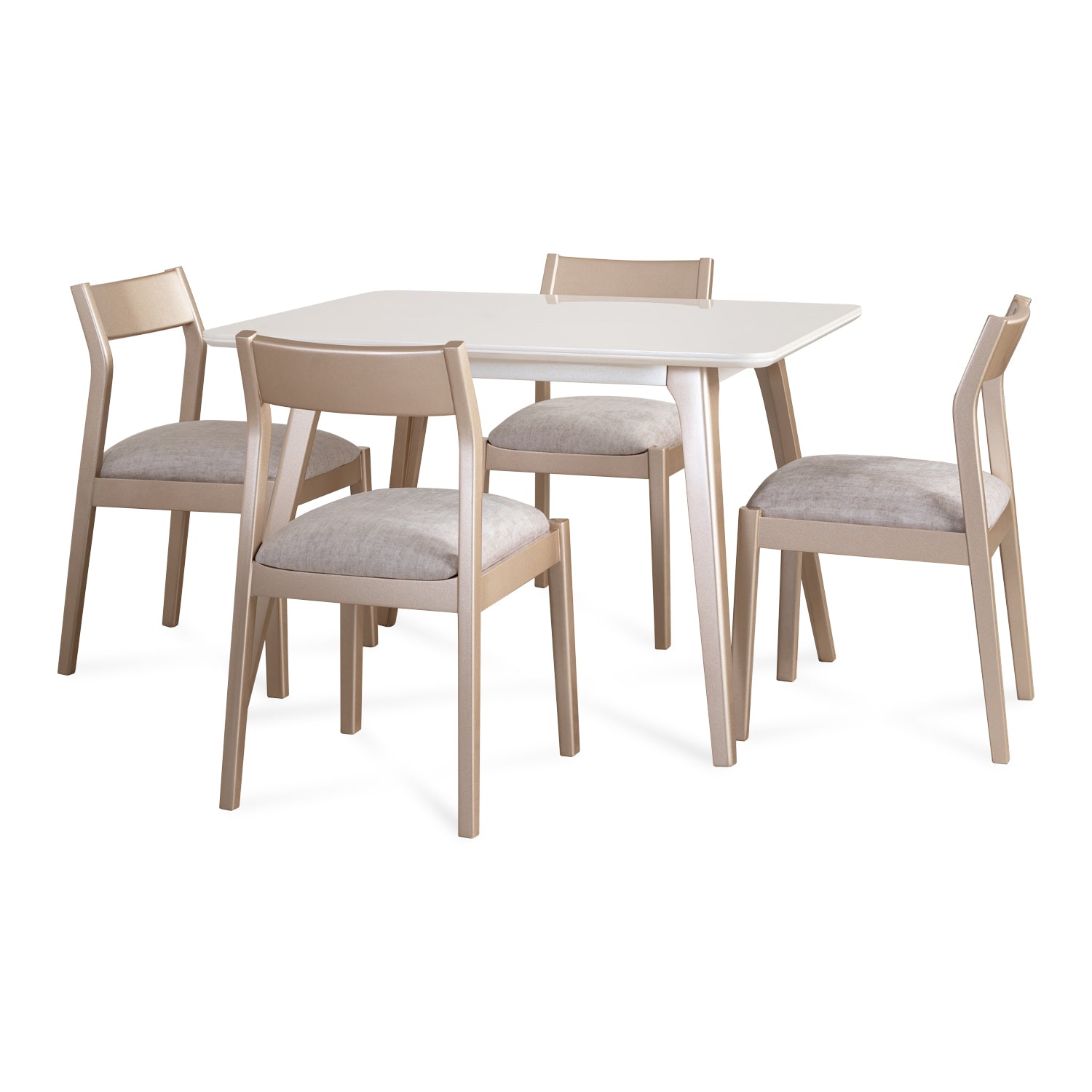 Comedor 4 Puestos Dalton Velvet Azafran Crudo, Champaña