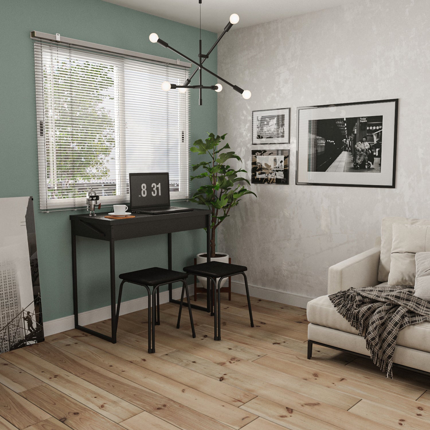 Escritorio 92X76X44 Canes Negro Plegable