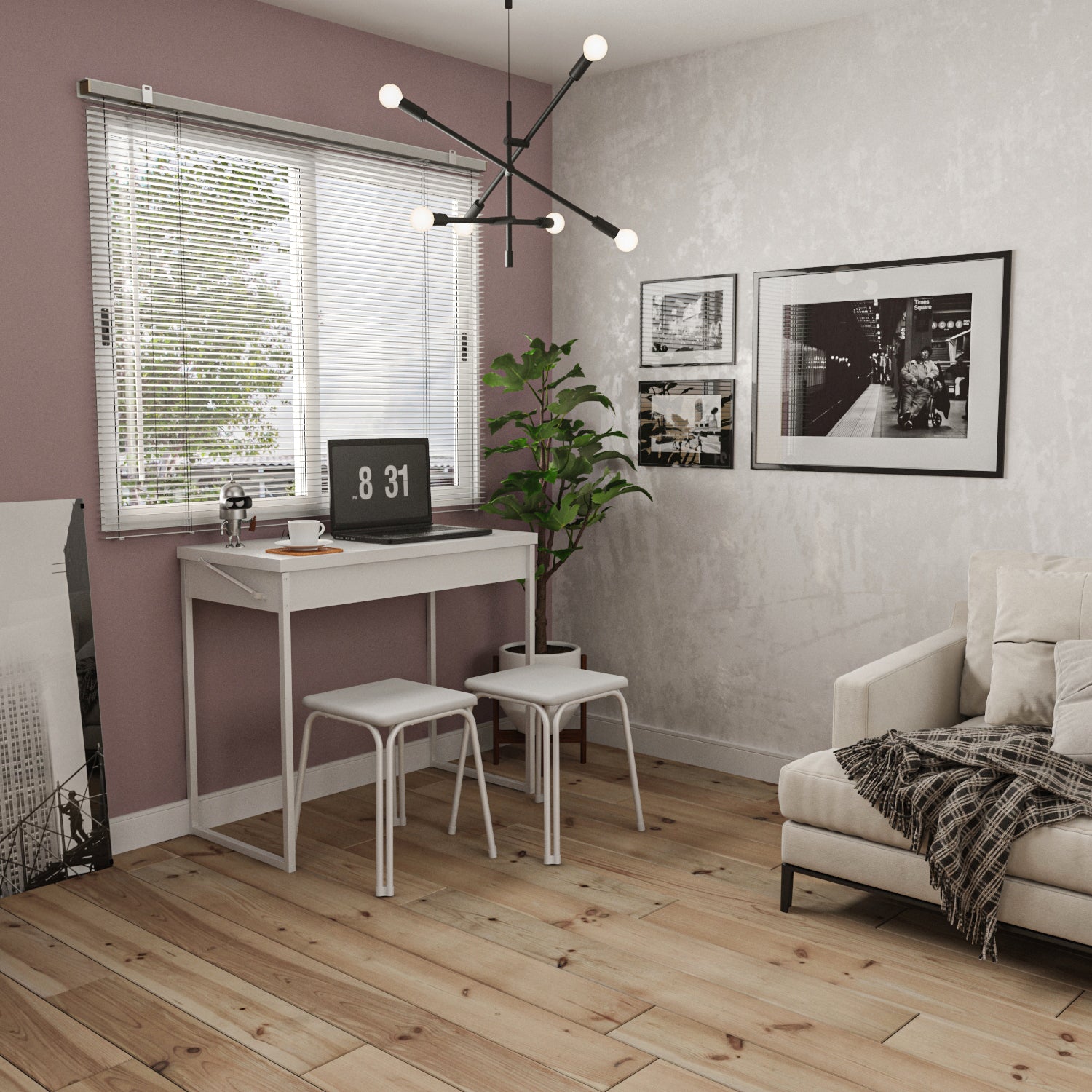 Escritorio 92X76X44 Canes Blanco Plegable