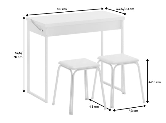 Escritorio 92X76X44 Canes Blanco Plegable