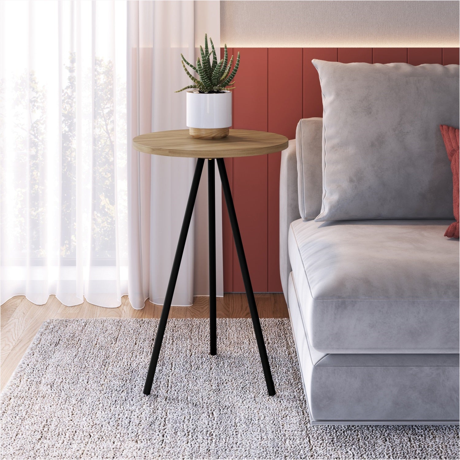 Mesa Auxiliar 35X53 Lilo Natural, Negro