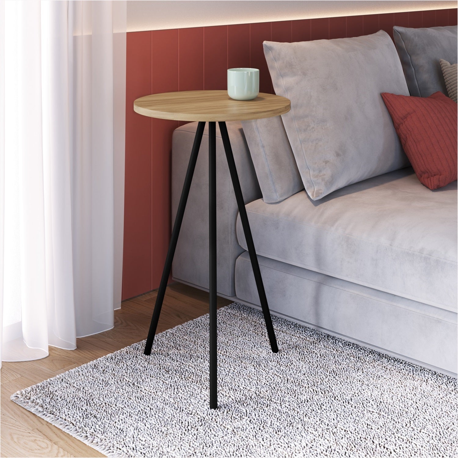 Mesa Auxiliar 35X58 Lilo Natural, Negro
