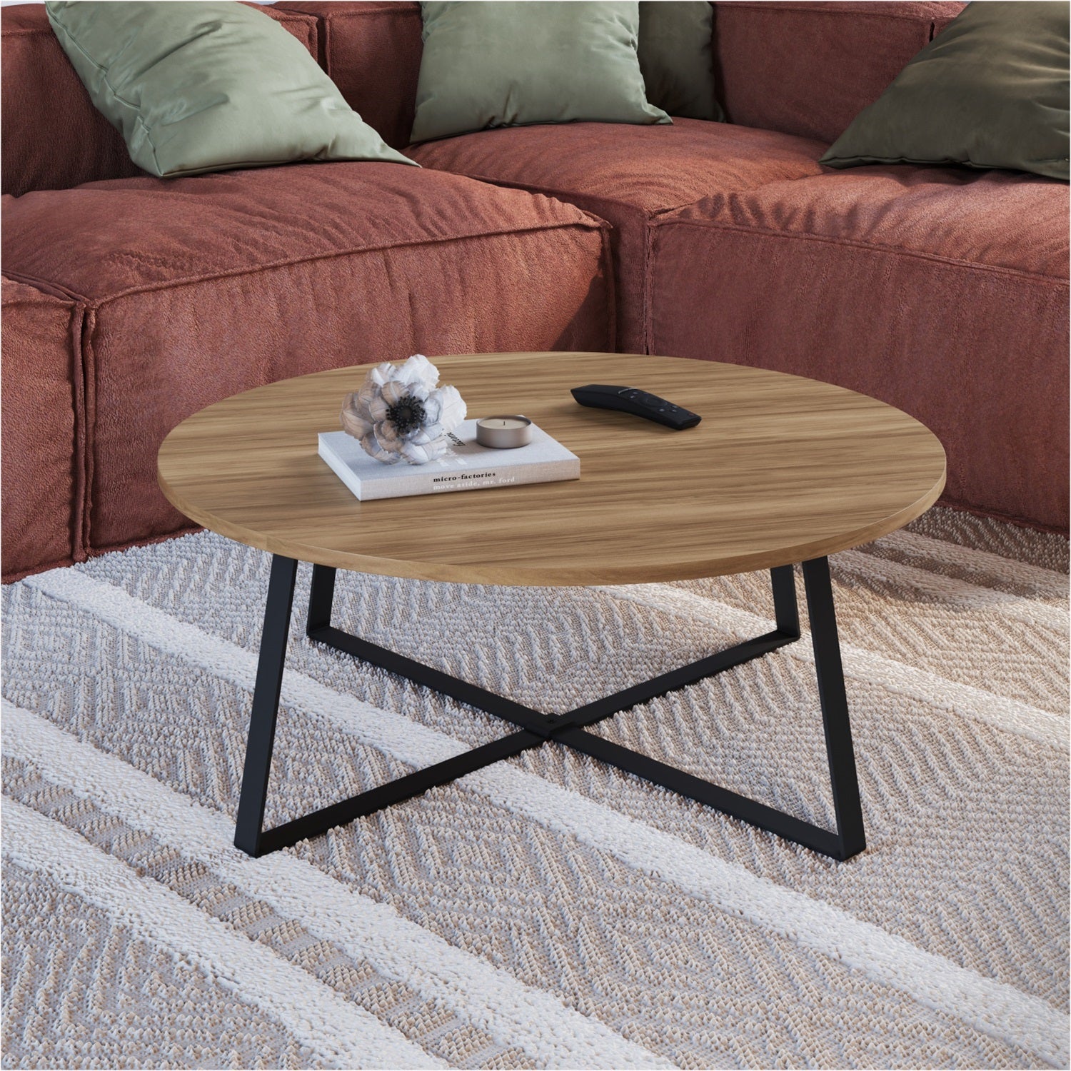Mesa Centro 80X30 Lilo Natural, Negro