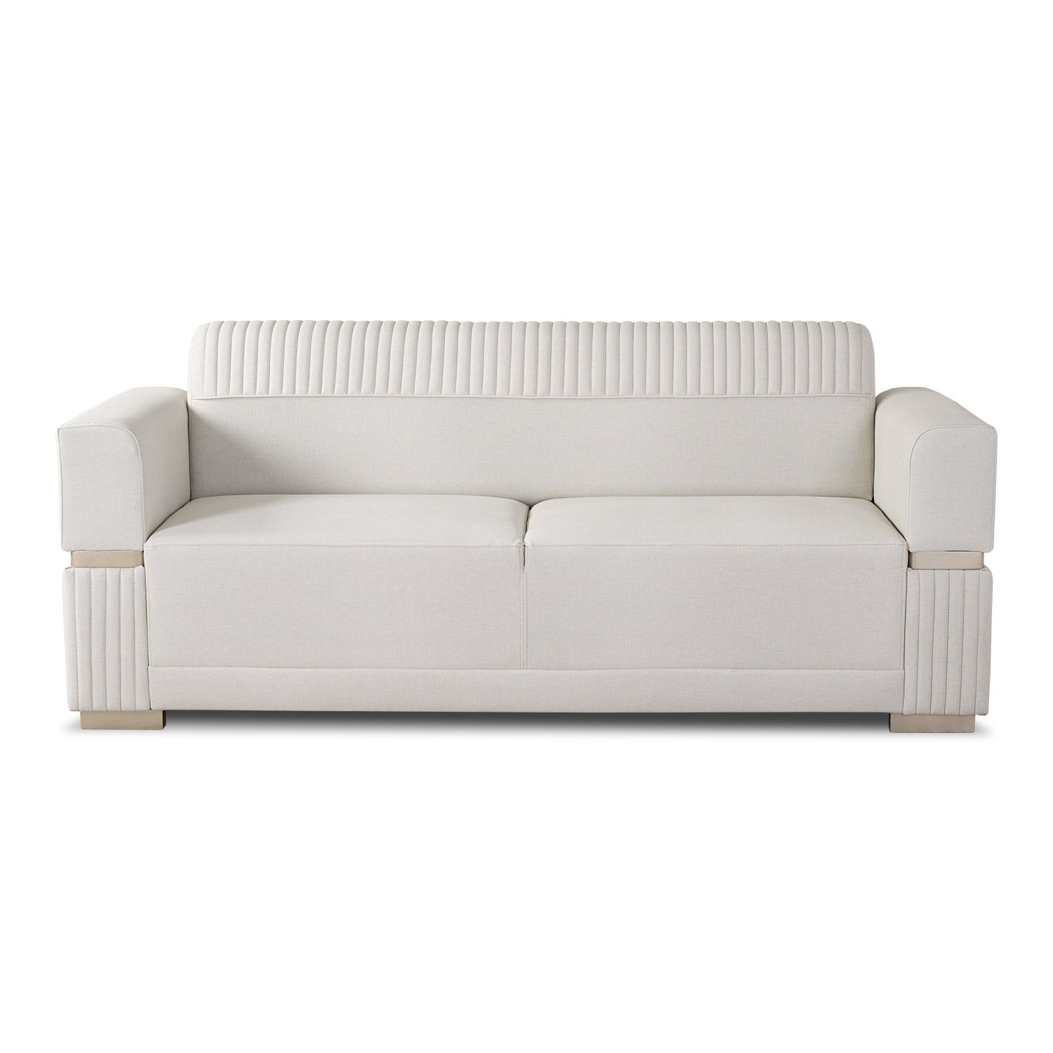 Sofá 3 Puestos Dhara Eurolino Blanco Puro, Champaña