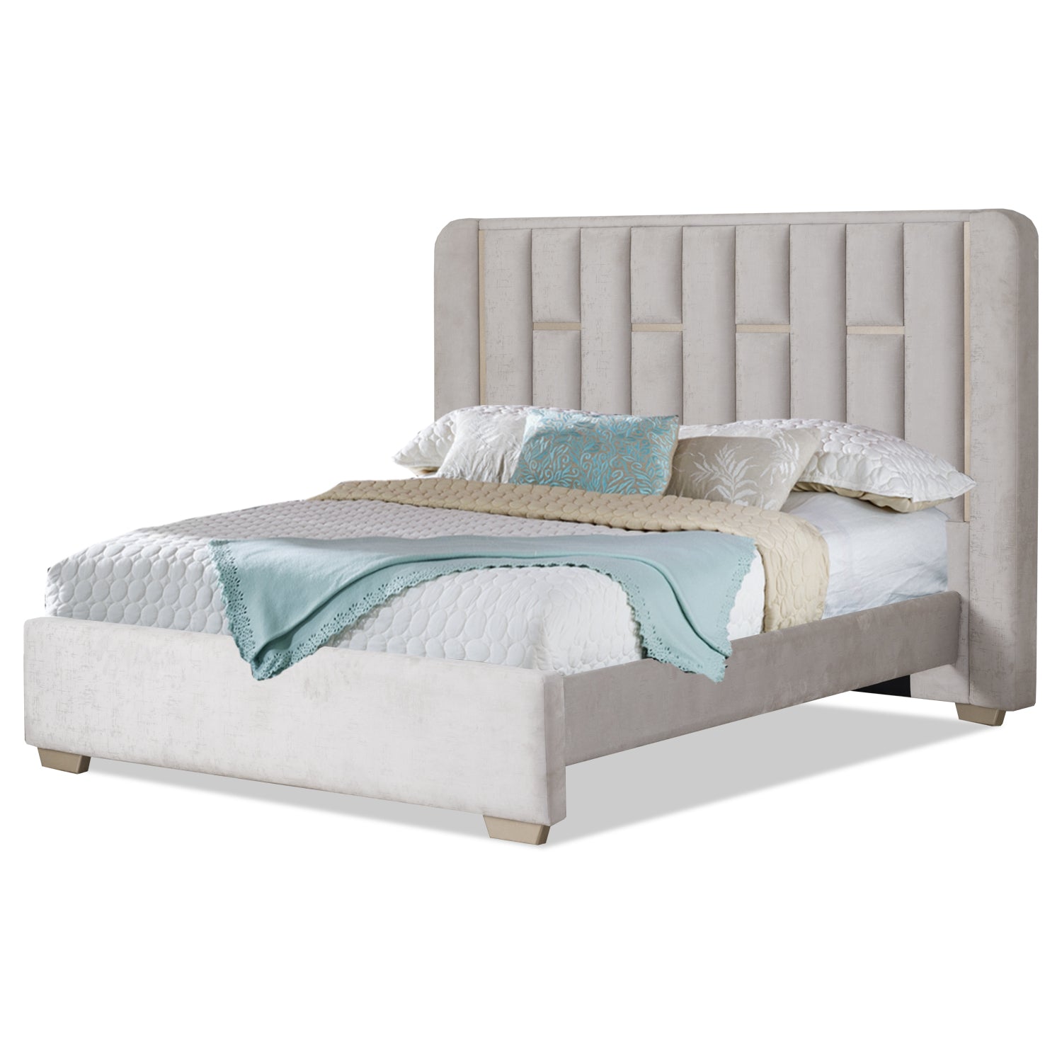 Combo Cama Queen Sevilla Crudo, Champaña + Colchón Infinit Pillow Top