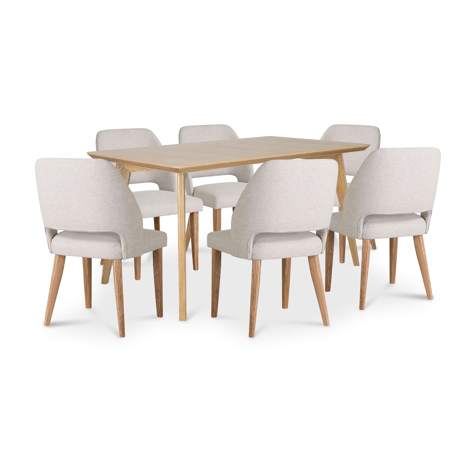 Comedor 6 Puestos Camille Lino Verona Beige, Cubierta Natural