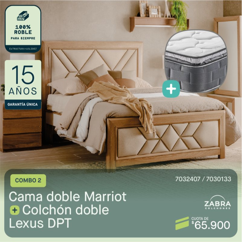 Cama doble Marriot + Colchón doble lexus  por cuotas de $65.900
