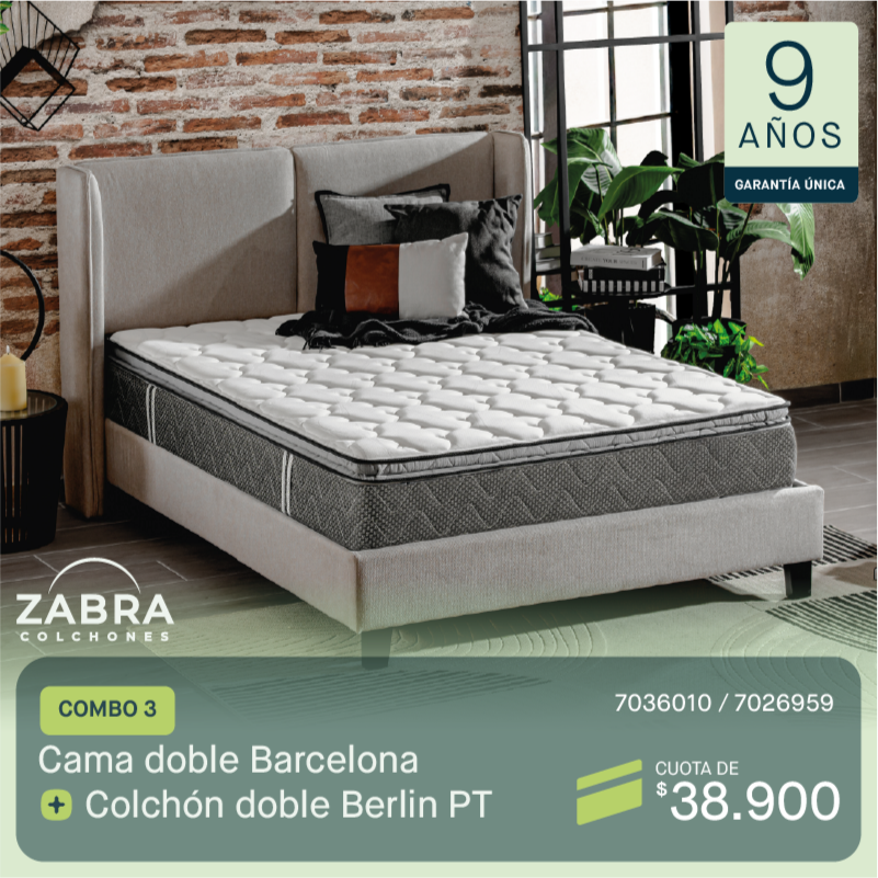 Cama doble Barcelona + Colchón doble Berlin cuota de $38.900