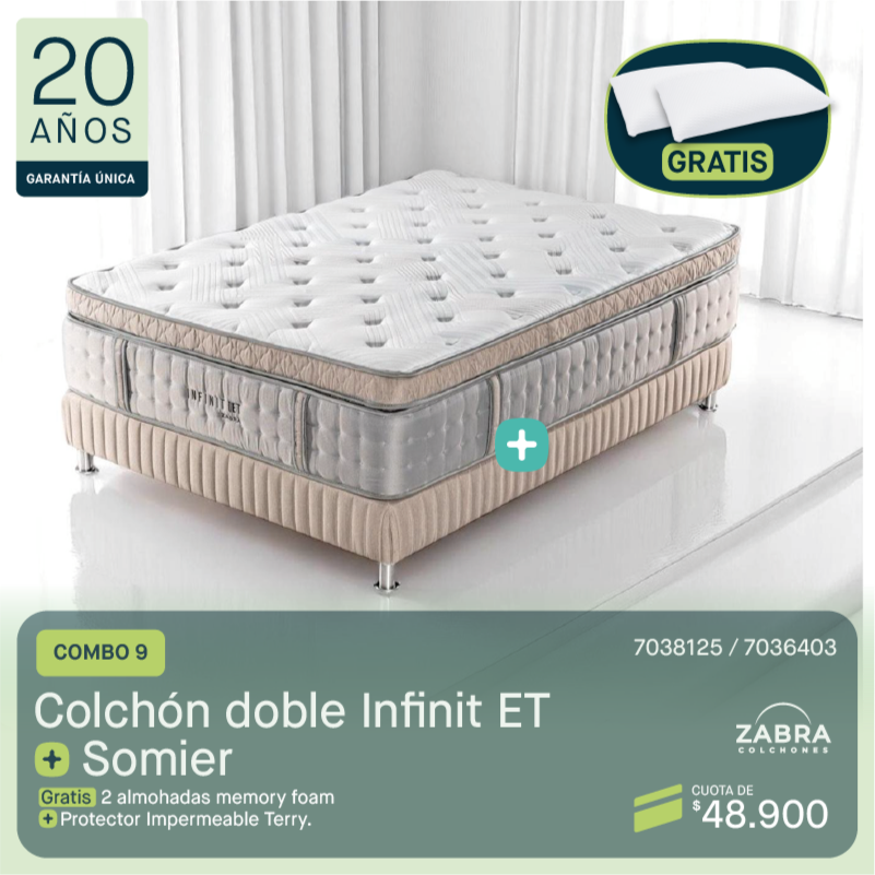 Colchón doble Infinit + Somier por cuotas de $48.900