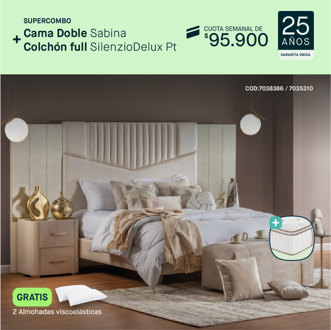 Colchón doble Sabina + Colchón doble Silenzio por cuota semanal de $95.900