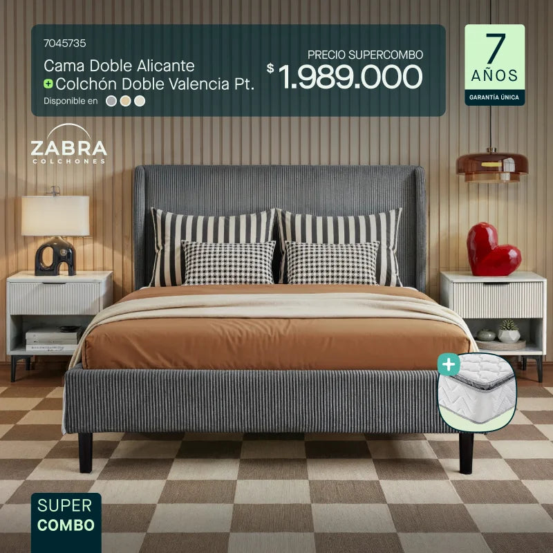 Cama doble alicante + Colchón doble valencia 