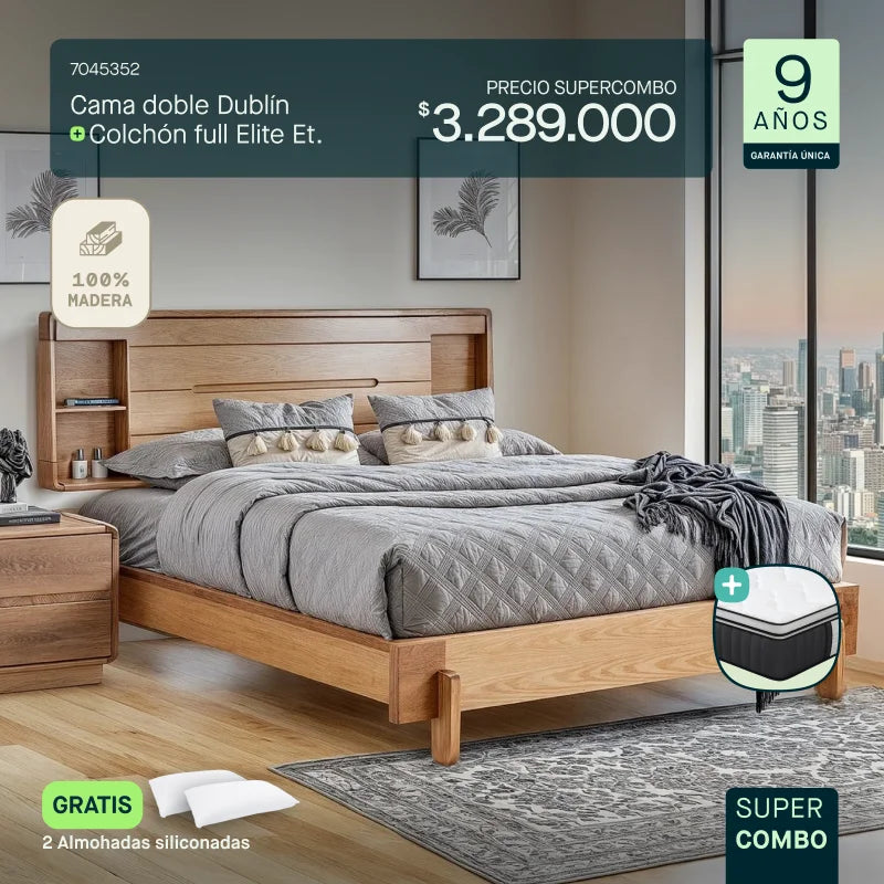 Cama doble dublin + Colchón full elite 