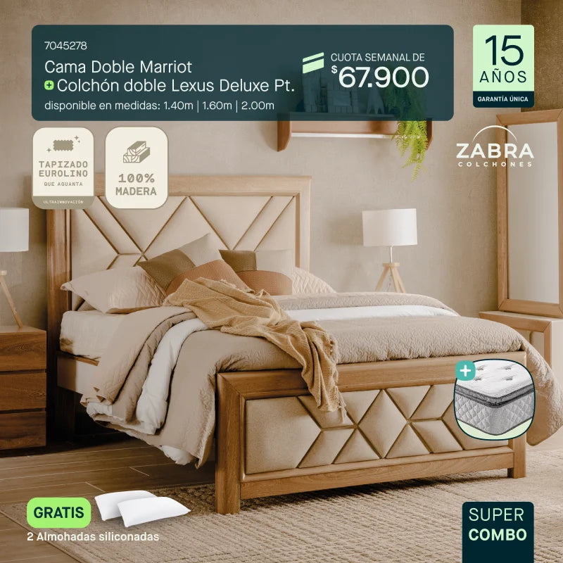 Cama doble marriot + Colchón doble lexus 