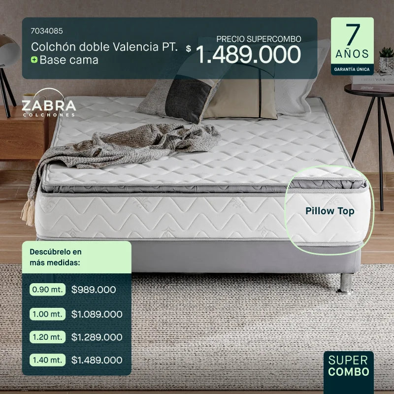 Colchón doble valencia + base cama