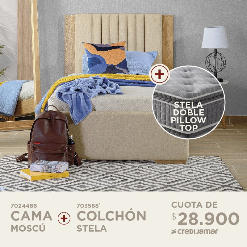 Cama Moscú + Colchón Stela cuota de $28.900