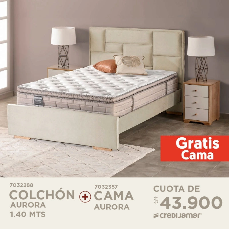 Colchón Aurora + Cama Aurora cuota de $43.900