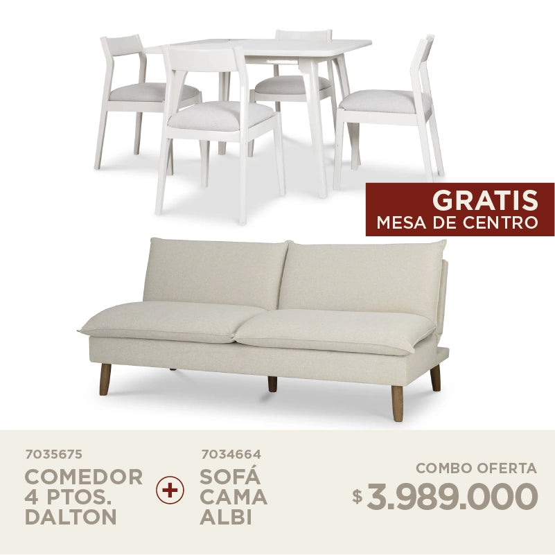 Comedor 4 puestos Dalton + Sofá Cama Albi por solo $3.989.000
