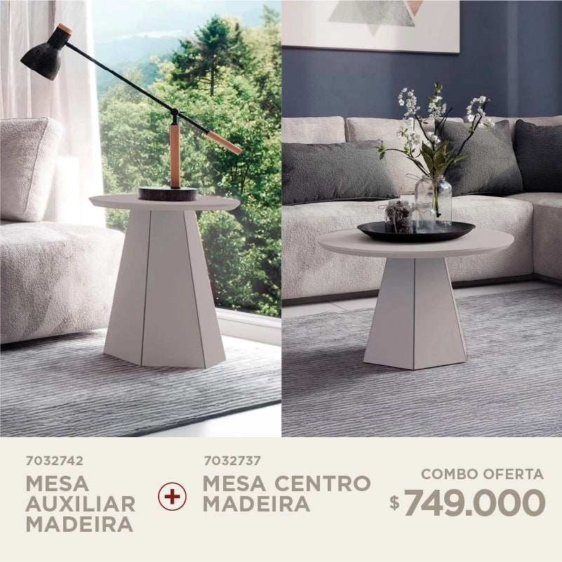 Mesa auxiliar Madeira + Mesa de centro Madeira por solo $749.000