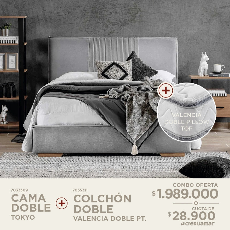 Cama doble tokyo + Colchón valencia por solo $1.989.000