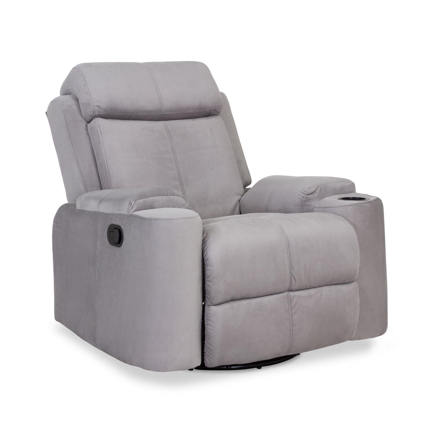 Sillón Reclinable Mecedora Giratoria Delta Microfibra Poland Gris