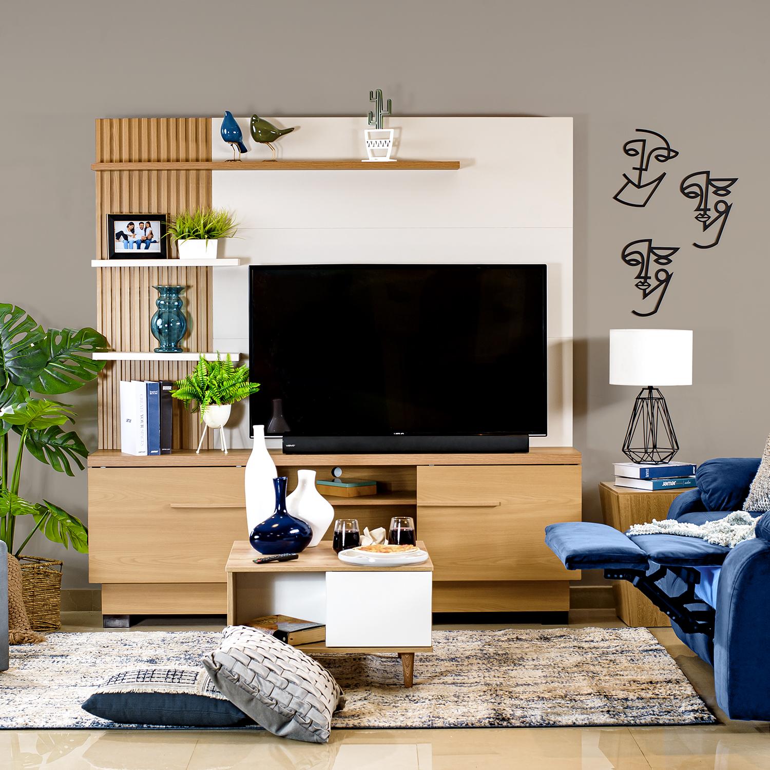 Centro de Entretenimiento Denzel Natural, Off White 180X188X40*