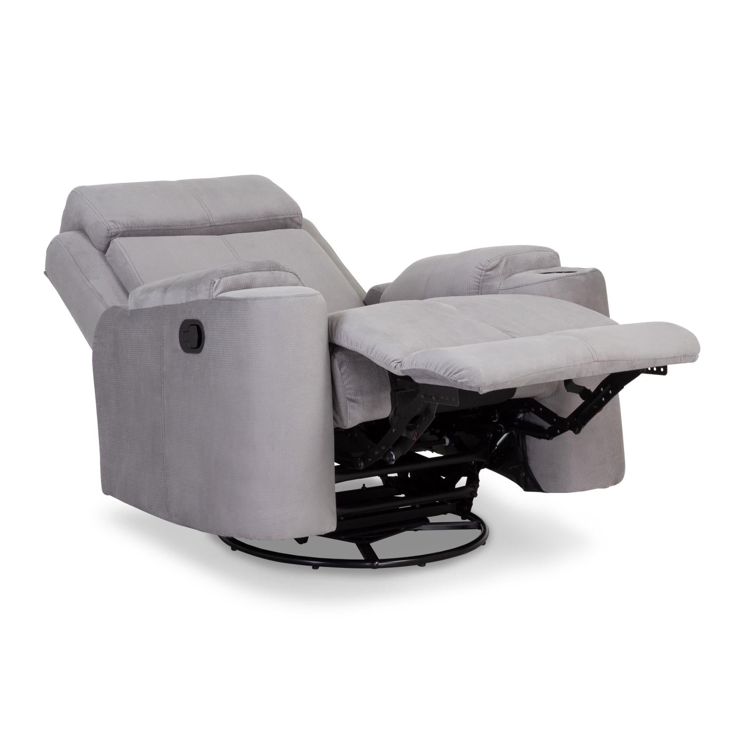 Sillón Reclinable Mecedora Giratoria Delta Microfibra Poland Gris