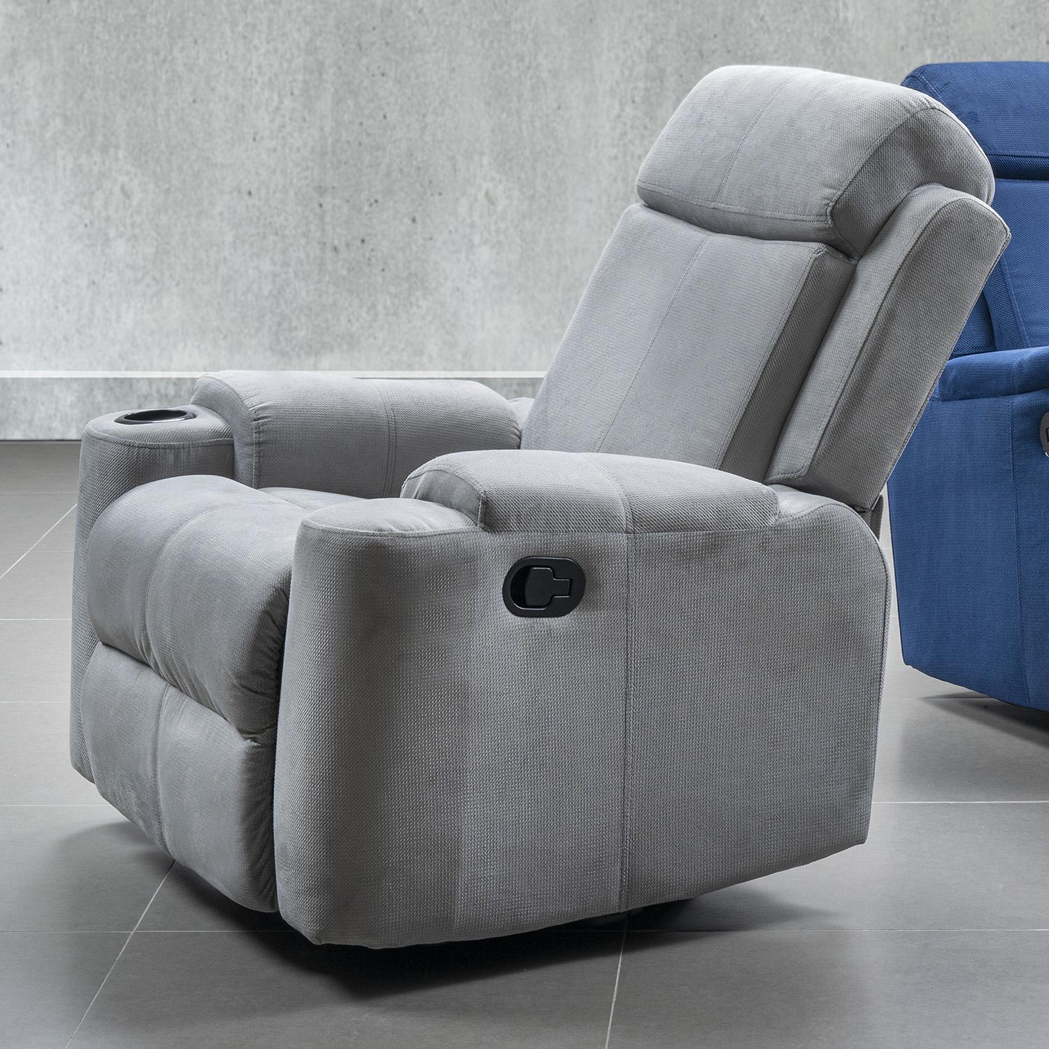 Sillón Reclinable Mecedora Giratoria Delta Microfibra Poland Gris