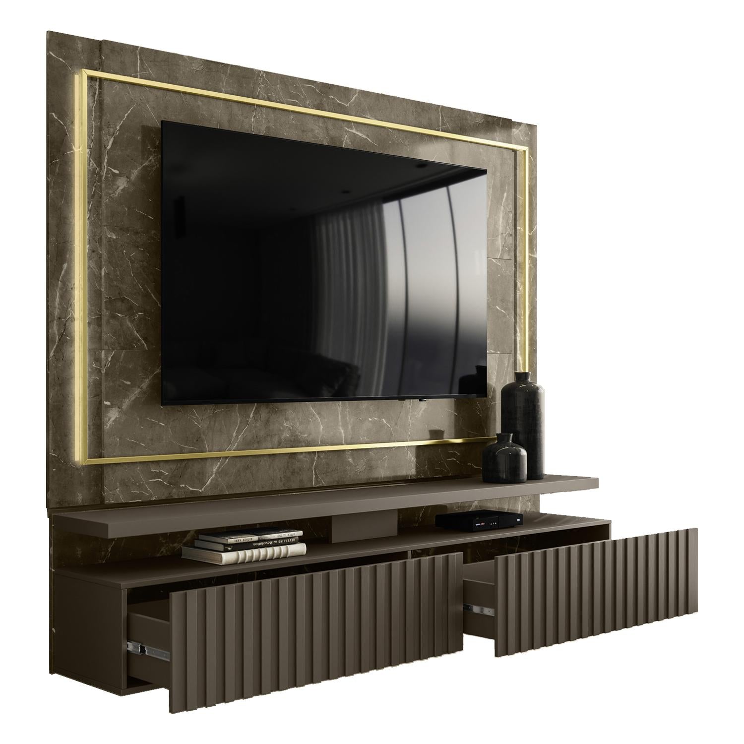 Panel de Tv Vivaldi Bronce, Marmol 216X181X42