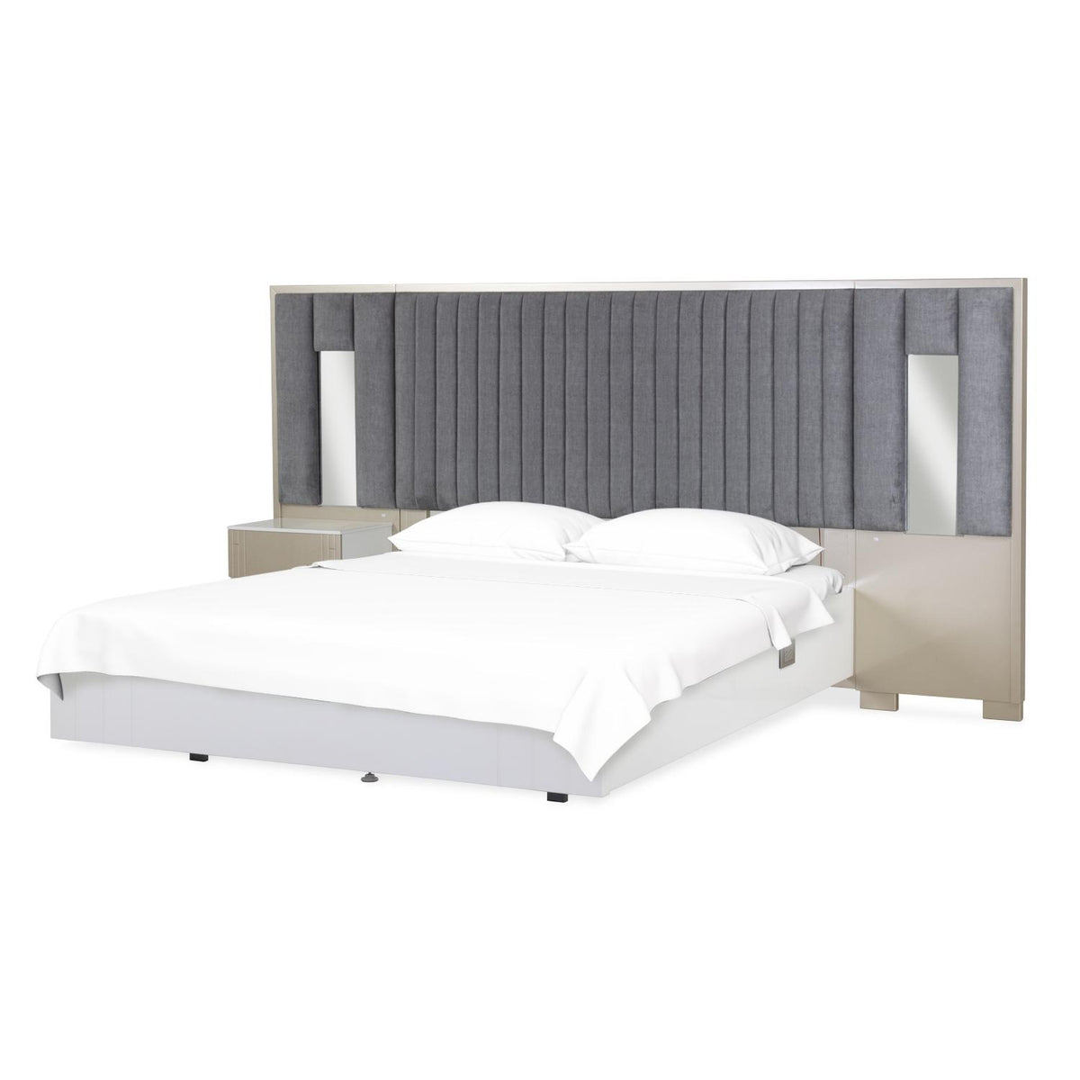 Cama Queen Nova Microfibra Gris, Champaña