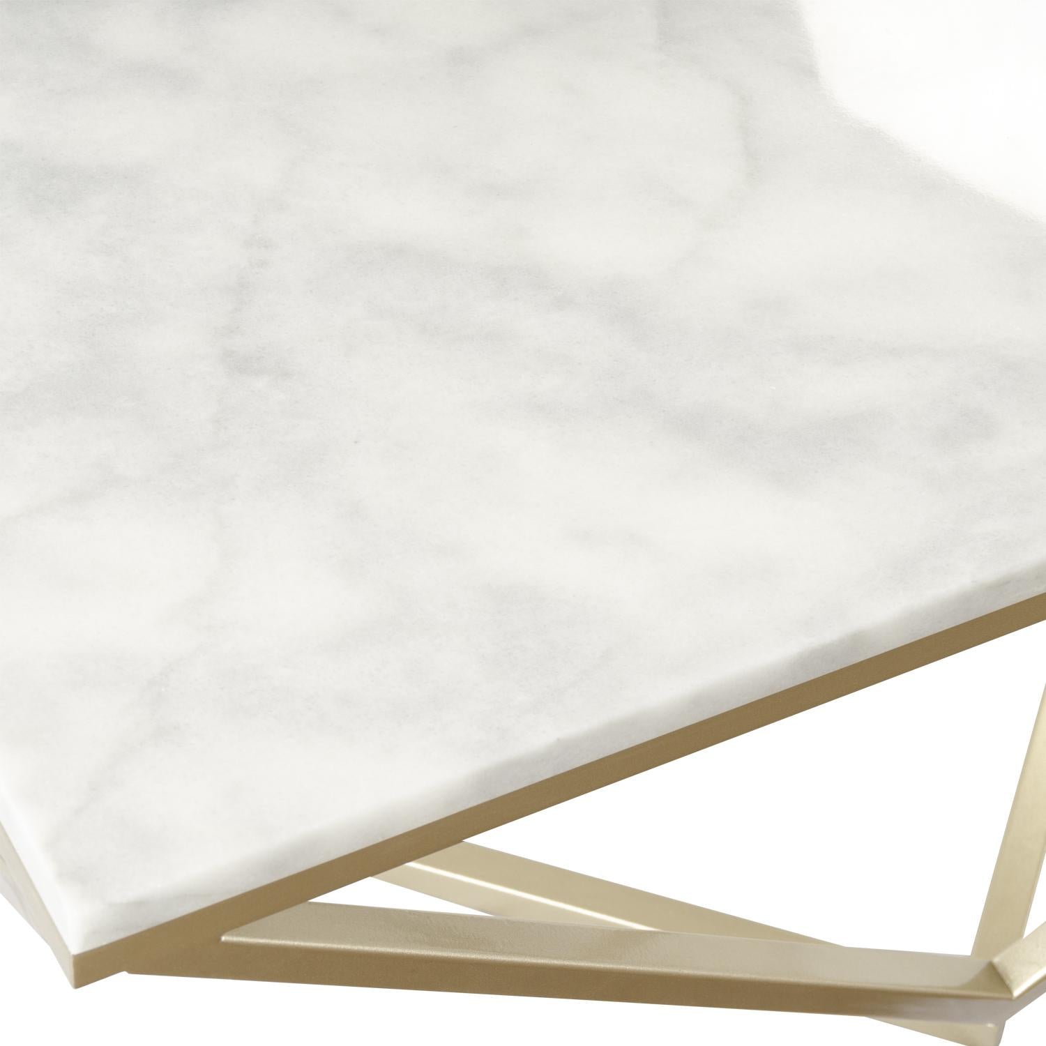 Mesa De Centro 80X80 Oklam Marmol, Champaña