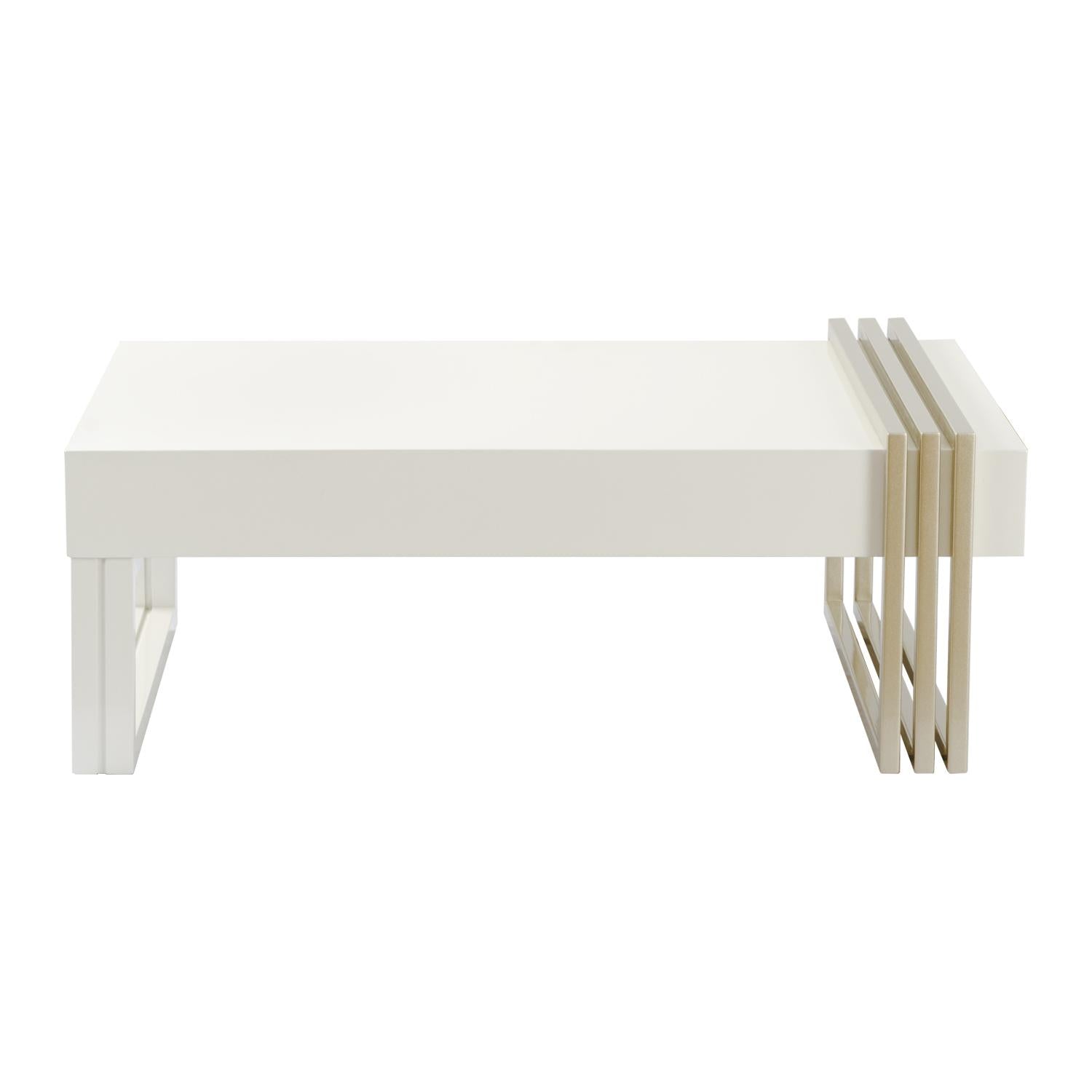 Mesa De Centro Manhattan Blanco Perla, Champaña
