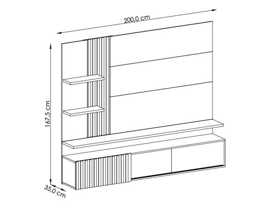 Panel de Tv Bruno 200X167X35.5 Off White, Marmol