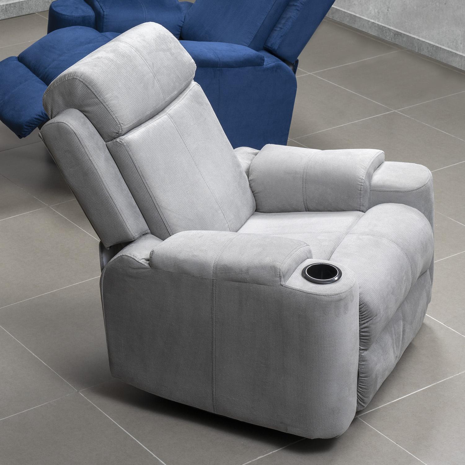 Sillón Reclinable Mecedora Giratoria Delta Microfibra Poland Gris