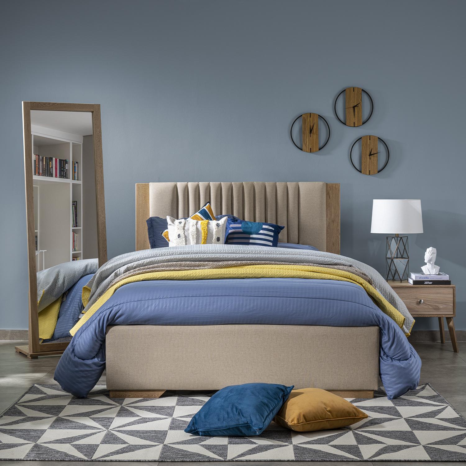 Cama Doble Moscu Eurolino Marfil, Natural