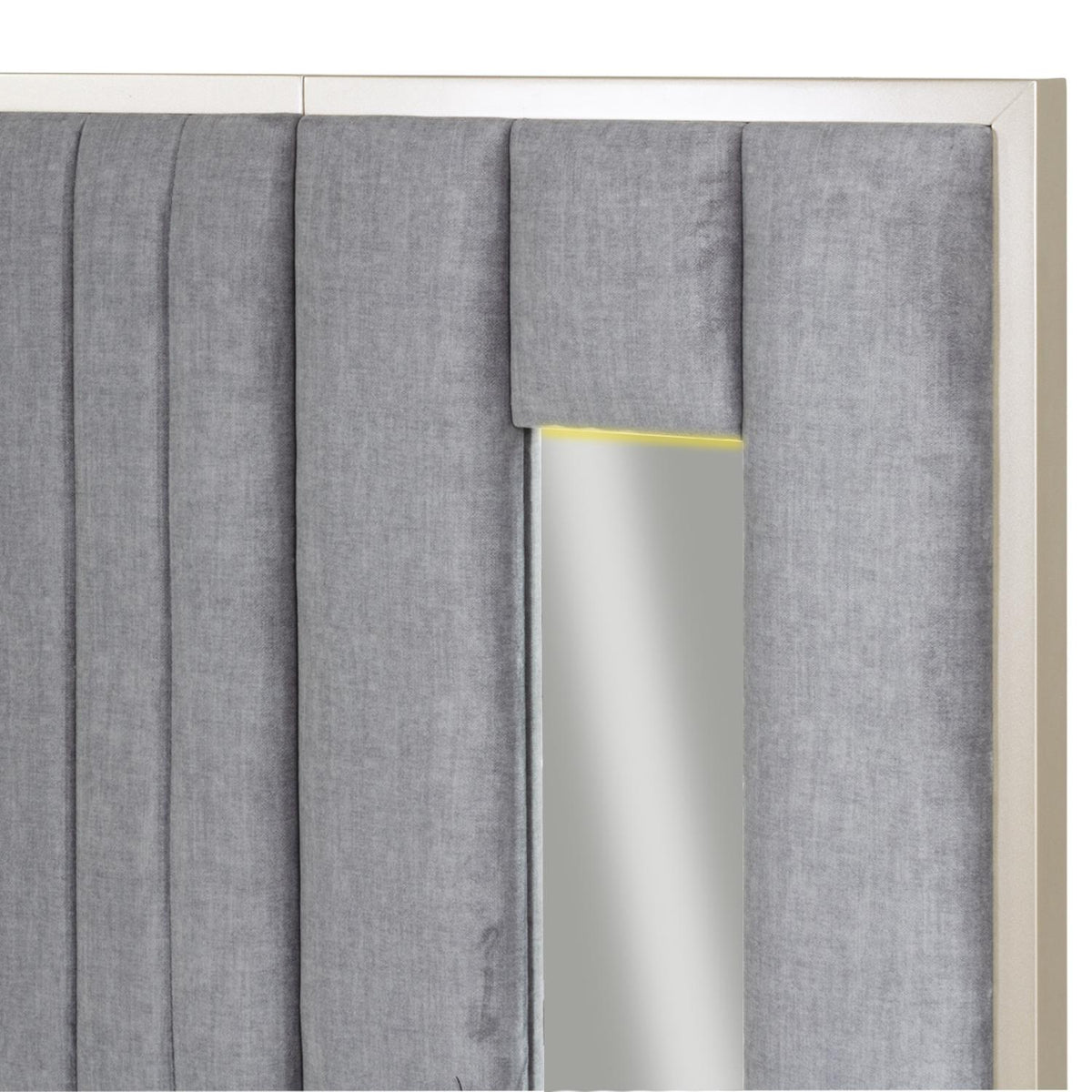 Cama Queen Nova Microfibra Gris, Champaña