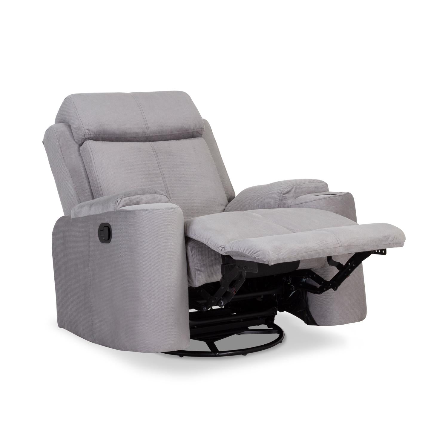 Sillón Reclinable Mecedora Giratoria Delta Microfibra Poland Gris