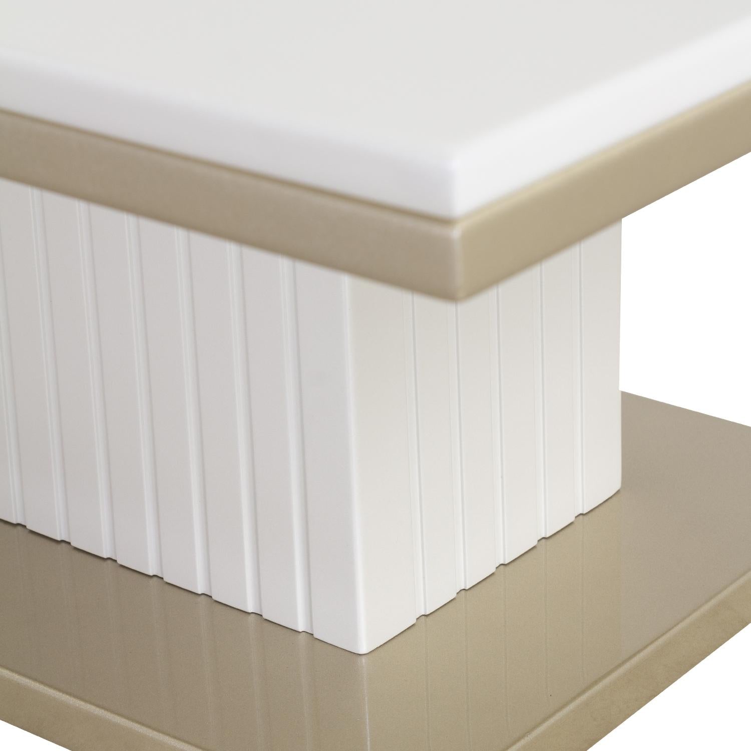 Mesa De Centro 40X120X80 Berlin Blanco Perla, Champaña