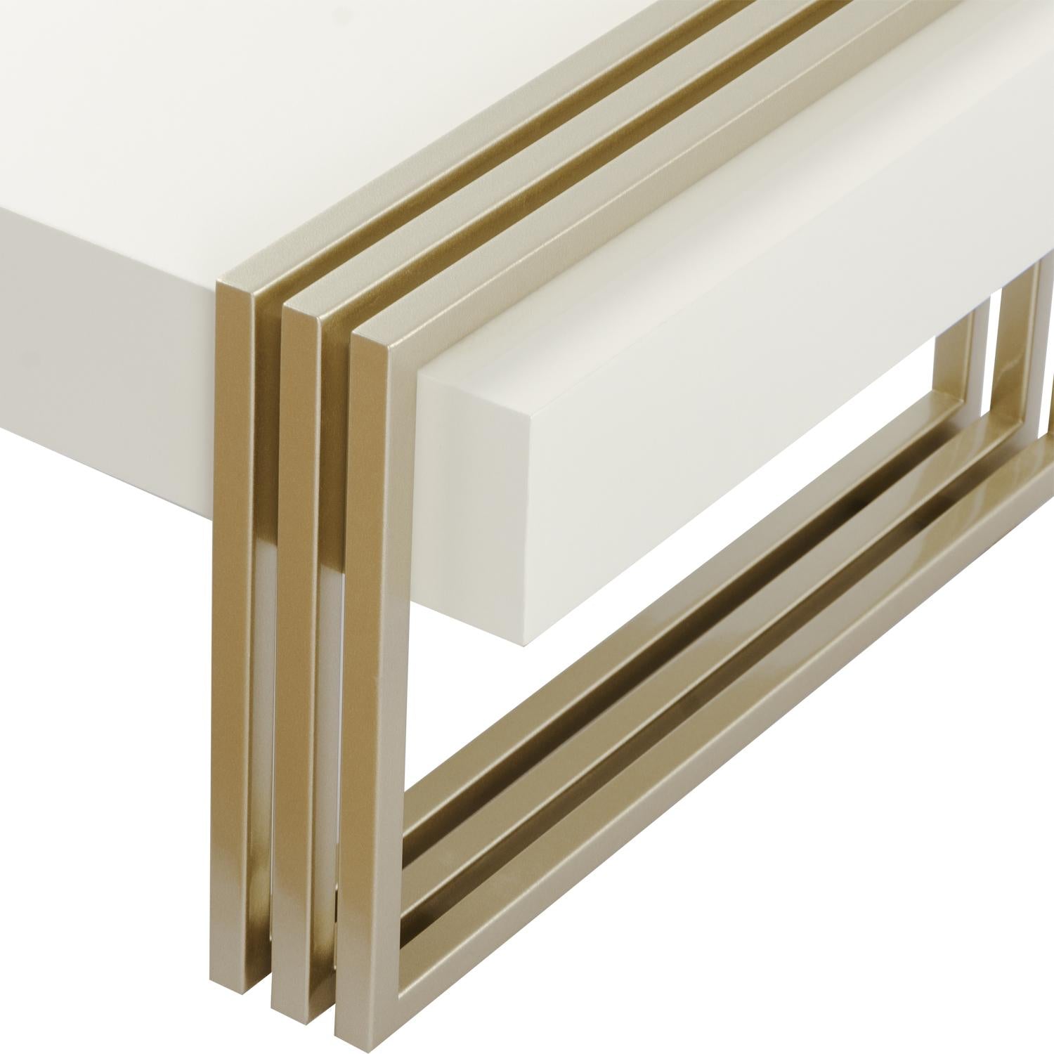 Mesa De Centro Manhattan Blanco Perla, Champaña